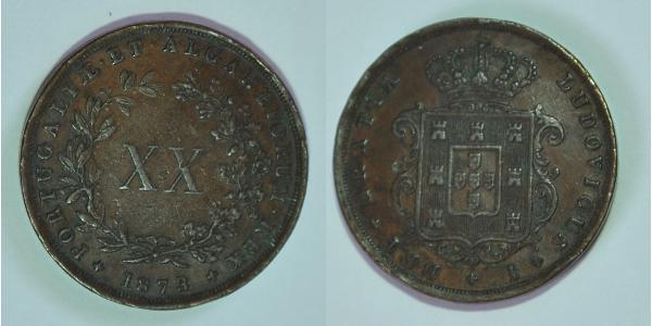 20 Рейс Королівство Португалія (1139-1910) Мідь Луіш I (1838 - 1889)