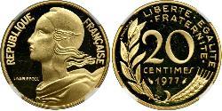 20 Сантім Франція / French Fifth Republic (1958 - ) Золото 