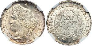 20 Сантім French Second Republic (1848-1852) Срібло 