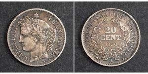 20 Сантім French Second Republic (1848-1852) Срібло 