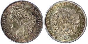 20 Сантім French Second Republic (1848-1852) Срібло 