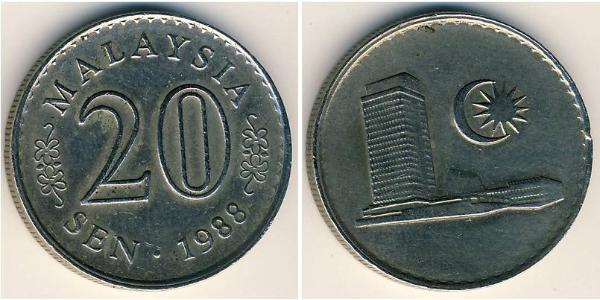 20 Сен Малайзия (1957 - ) Никель/Медь 