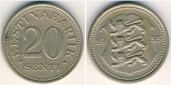 20 Сент Естонія (1991 - ) Нікель/Мідь 