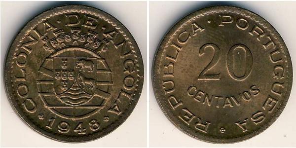 20 Сентаво  Portuguese Angola (1575-1975) / Португалія Бронза 