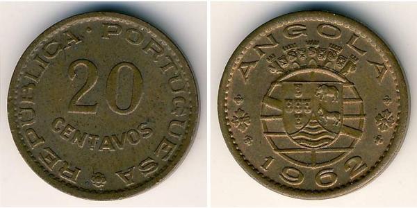 20 Сентаво  Portuguese Angola (1575-1975) / Португалія Бронза 
