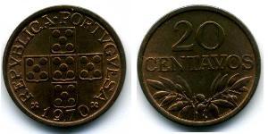 20 Сентаво Друга Португальська Республіка (1933 - 1974) Бронза 