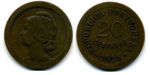 20 Сентаво Первая Португальская республика (1910 - 1926) Бронза 