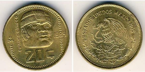 20 Сентаво Соединённые Штаты Мексики (1867 - ) Латунь 
