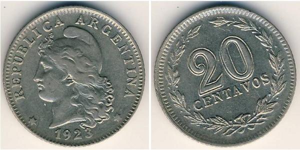 20 Сентаво Аргентинская Республика (1861 - ) Никель/Медь 