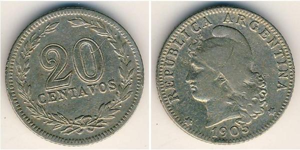 20 Сентаво Аргентинская Республика (1861 - ) Никель/Медь 