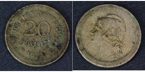 20 Сентаво Перша Португальська Республіка (1910 - 1926) Нікель/Мідь 