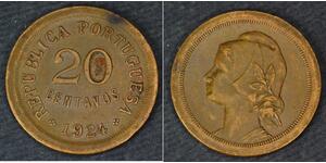 20 Сентаво Перша Португальська Республіка (1910 - 1926) Нікель/Мідь 