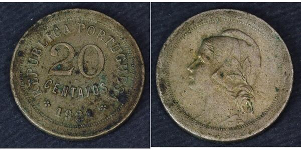 20 Сентаво Перша Португальська Республіка (1910 - 1926) Нікель/Мідь 