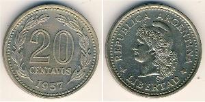 20 Сентаво Республіка Аргентина (1861 - ) Нікель/Мідь 