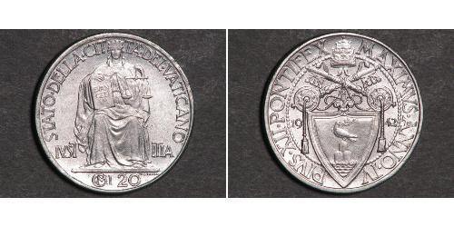 20 Сентесимо Ватикан (1926-) Серебро Пий XII  (1876 - 1958)