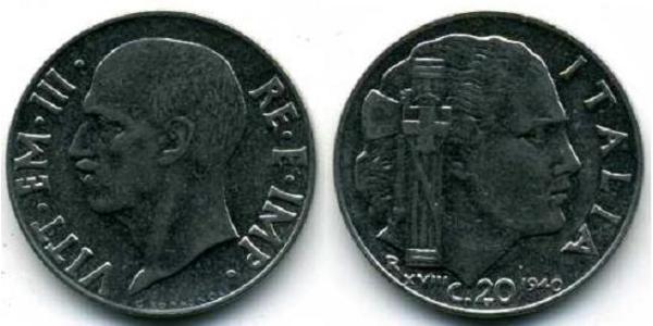 20 Сентесімо Kingdom of Italy (1861-1946) Нержавіюча сталь 