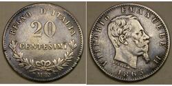 20 Сентесімо Італія Срібло Victor Emmanuel II of Italy (1820 - 1878)