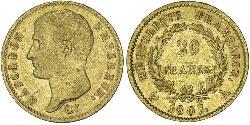 20 Franc First French Empire (1804-1814) Gold Napoleon (1769 - 1821)