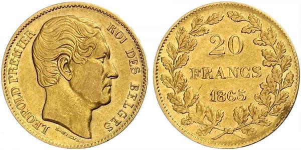 20 Франк Бельгия Золото Леопольд I (король Бельгии) (1790-1865)