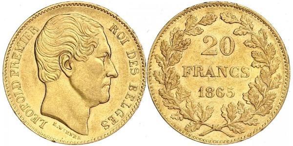 20 Франк Бельгия Золото Леопольд I (король Бельгии) (1790-1865)