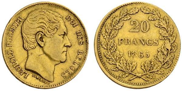 20 Франк Бельгия Золото Леопольд I (король Бельгии) (1790-1865)