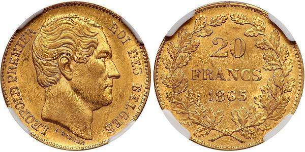 20 Франк Бельгия Золото Леопольд I (король Бельгии) (1790-1865)