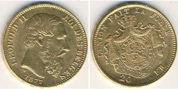 20 Франк Бельгія Золото Леопольд II (1835 - 1909)
