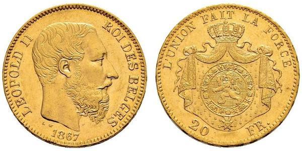 20 Франк Бельгія Золото Леопольд II (1835 - 1909)