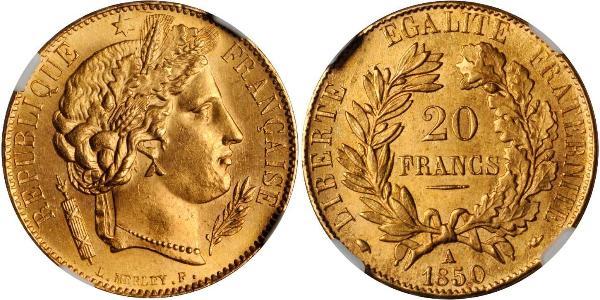 20 Франк Вторая французская республика (1848-1852) Золото 