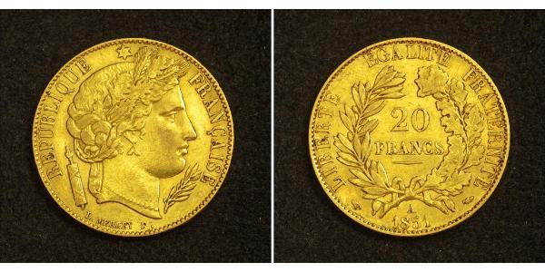 20 Франк Вторая французская республика (1848-1852) Золото 