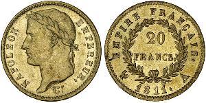 20 Франк Первая Французская империя (1804-1814) Золото Наполеон I(1769 - 1821)