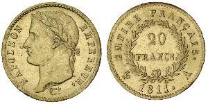 20 Франк Первая Французская империя (1804-1814) Золото Наполеон I(1769 - 1821)