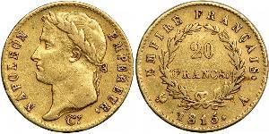 20 Франк Первая Французская империя (1804-1814) Золото Наполеон I(1769 - 1821)