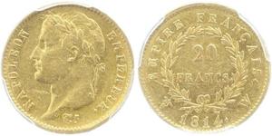 20 Франк Первая Французская империя (1804-1814) Золото Наполеон I(1769 - 1821)