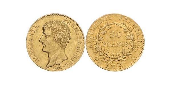 20 Франк Первая Французская империя (1804-1814) Золото Наполеон I(1769 - 1821)