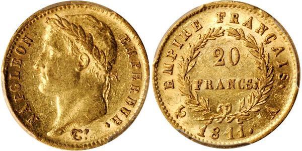 20 Франк Первая Французская империя (1804-1814) Золото Наполеон I(1769 - 1821)