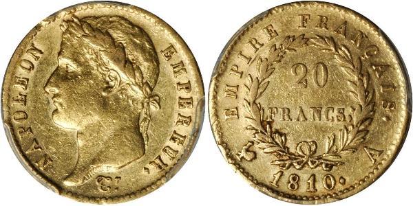 20 Франк Первая Французская империя (1804-1814) Золото Наполеон I(1769 - 1821)