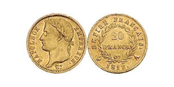 20 Франк Первая Французская империя (1804-1814) Золото Наполеон I(1769 - 1821)