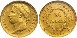 20 Франк Перша Французька імперія (1804-1814) Золото Наполеон I Бонапарт(1769 - 1821)