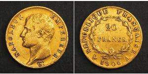 20 Франк Перша Французька імперія (1804-1814) Золото Наполеон I Бонапарт(1769 - 1821)