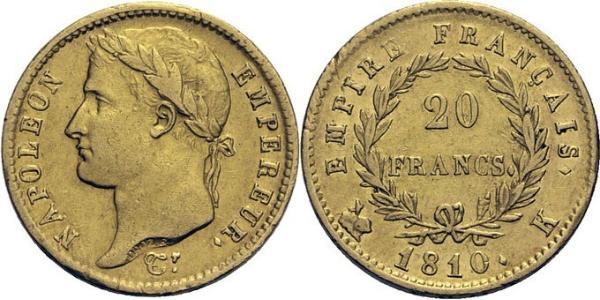 20 Франк Перша Французька імперія (1804-1814) Золото Наполеон I Бонапарт(1769 - 1821)