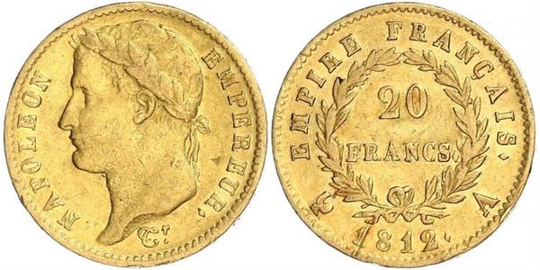 20 Франк Перша Французька імперія (1804-1814) Золото Наполеон I Бонапарт(1769 - 1821)