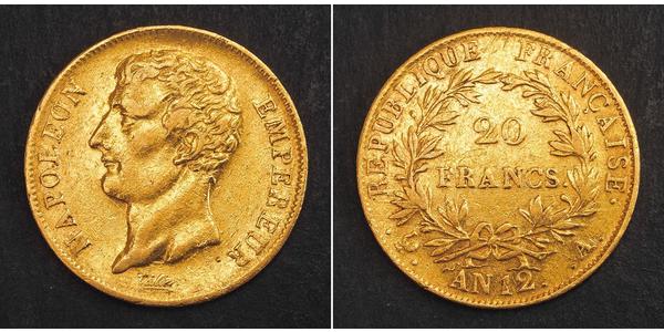 20 Франк Перша Французька імперія (1804-1814) Золото Наполеон I Бонапарт(1769 - 1821)