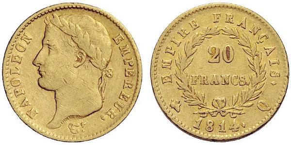 20 Франк Перша Французька імперія (1804-1814) Золото Наполеон I Бонапарт(1769 - 1821)