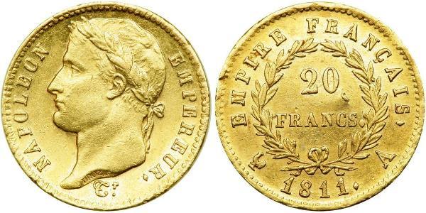 20 Франк Перша Французька імперія (1804-1814) Золото Наполеон I Бонапарт(1769 - 1821)