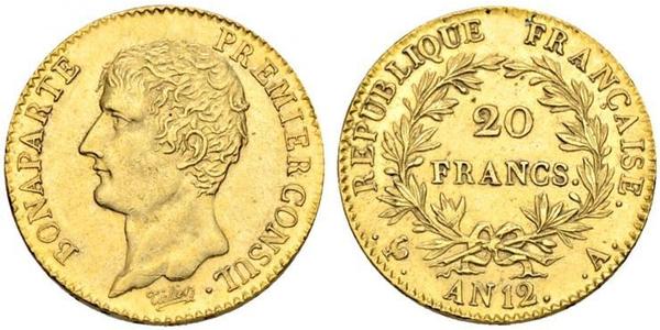 20 Франк Перша Французька імперія (1804-1814) Золото Наполеон I Бонапарт(1769 - 1821)