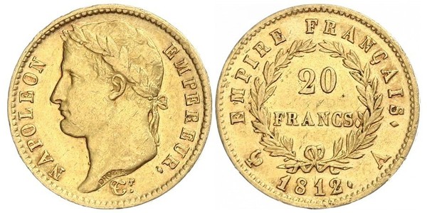 20 Франк Перша Французька імперія (1804-1814) Золото Наполеон I Бонапарт(1769 - 1821)