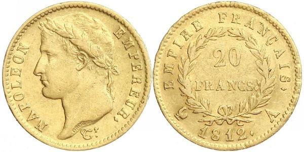 20 Франк Перша Французька імперія (1804-1814) Золото Наполеон I Бонапарт(1769 - 1821)