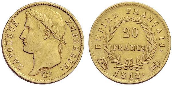 20 Франк Перша Французька імперія (1804-1814) Золото Наполеон I Бонапарт(1769 - 1821)