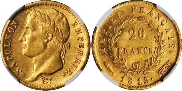 20 Франк Перша Французька імперія (1804-1814) Золото Наполеон I Бонапарт(1769 - 1821)